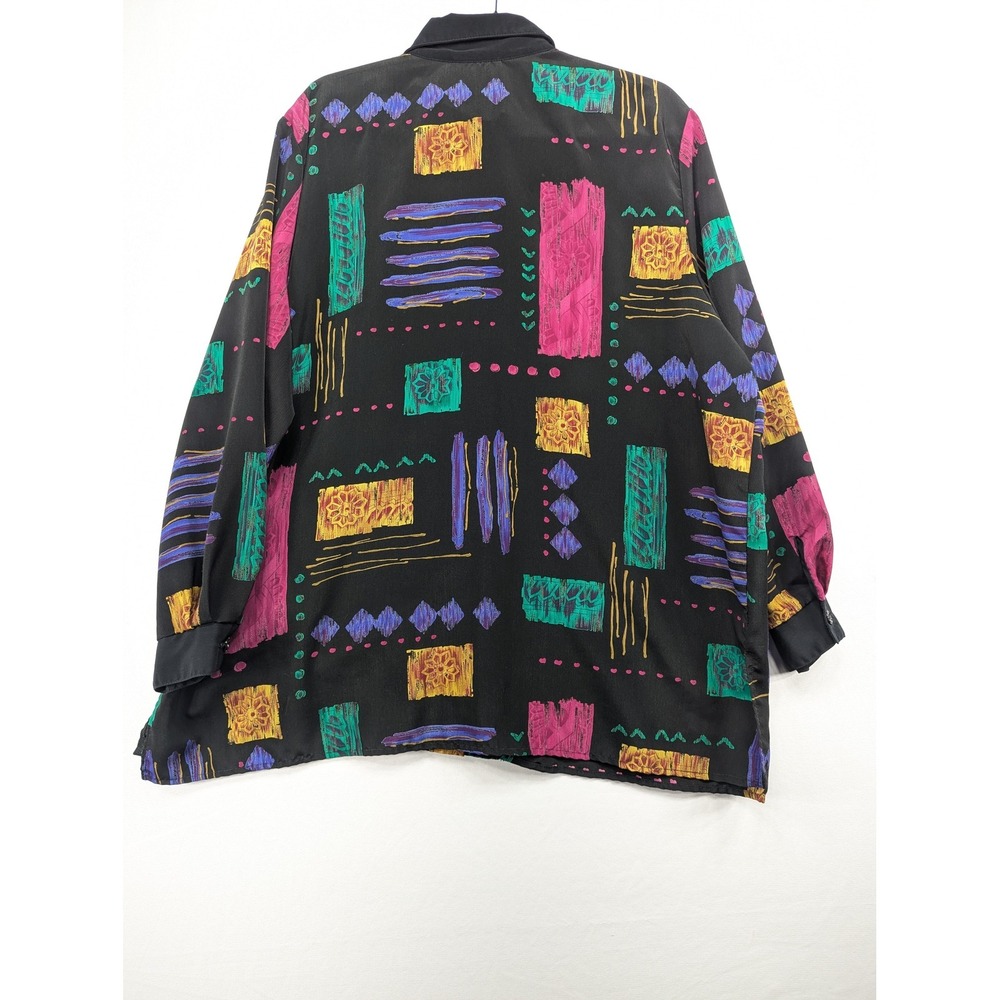Caliche Collection Black Abstract Geometric Print Button Down Shirt XL - Picture 2 of 9